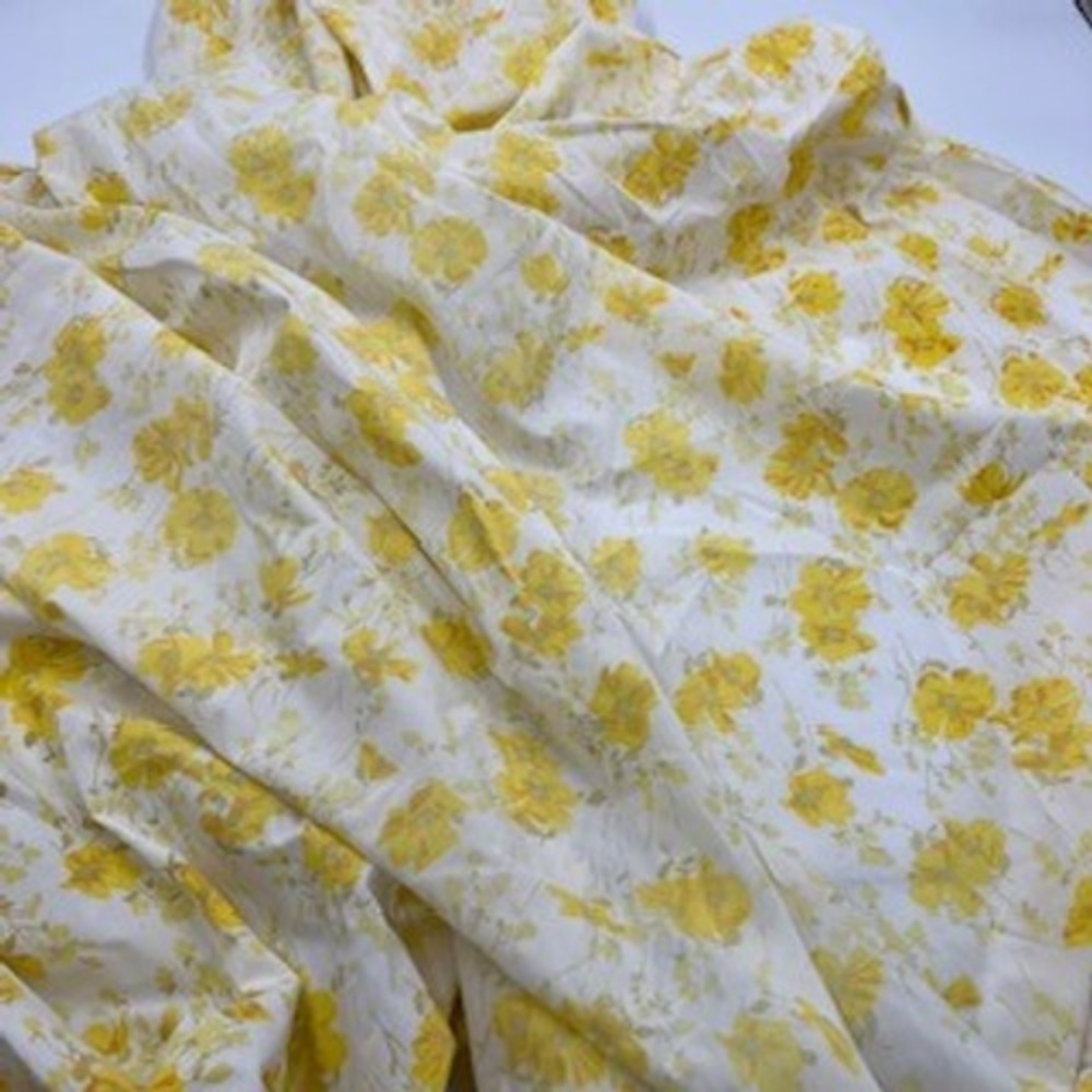 Vintage Morgan Jones Yellow Floral Poppy full‎ Sheet Set Percale 70s Retro 2pc
